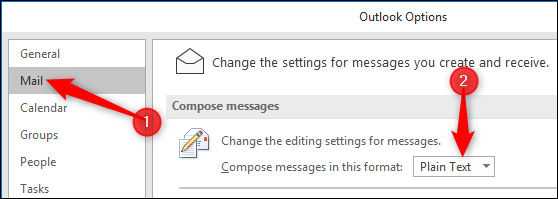 Change "Compose messages in this format" to "Plain Text"