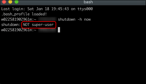 The "NOT super-user" error message in a terminal window.