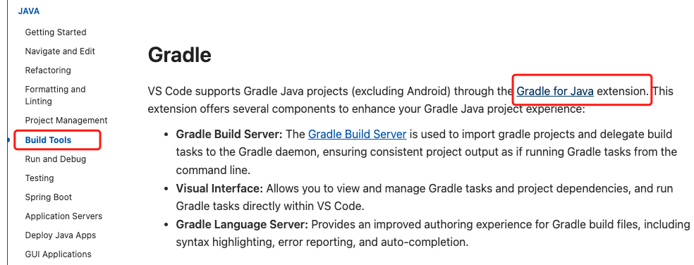 Gradle for Java extension