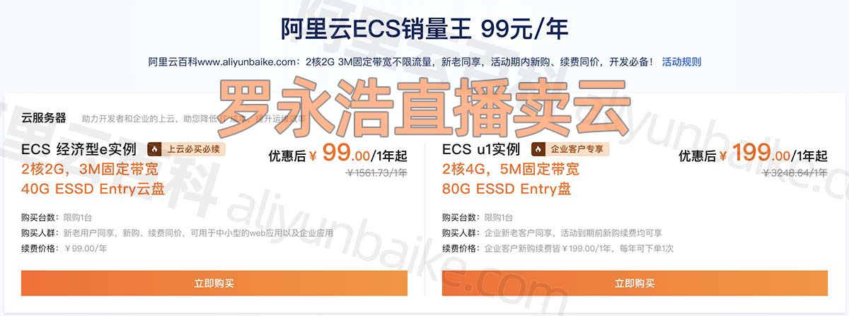 罗永浩直播阿里云服务器是哪款？ECS经济型e实例性能如何？