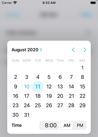The date picker calendar