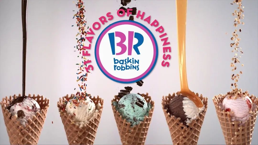 用不同颜色标出重点了(注意logo中间的"31")baskin robbins芭斯罗缤