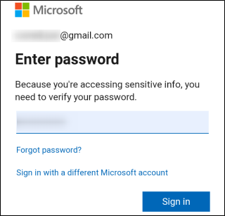 Log in to your Microsoft account.