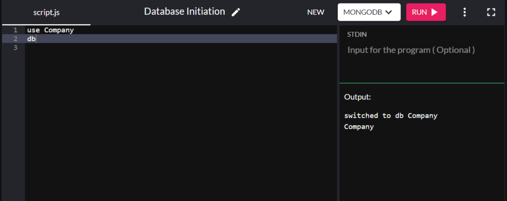 Create database in MongoDB