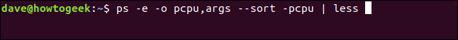 ps -e -o pcpu,args --sort -pcpu| less in a terminal window