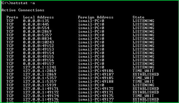 Display All TCP Connections