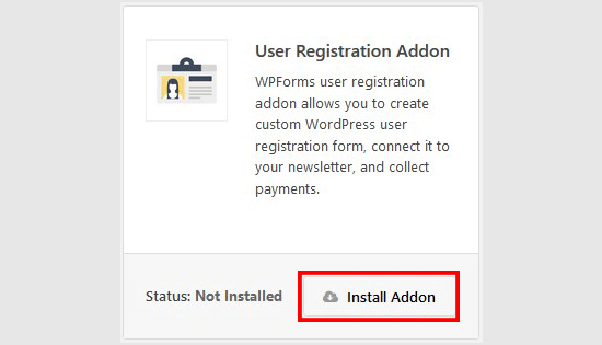 User registration addon