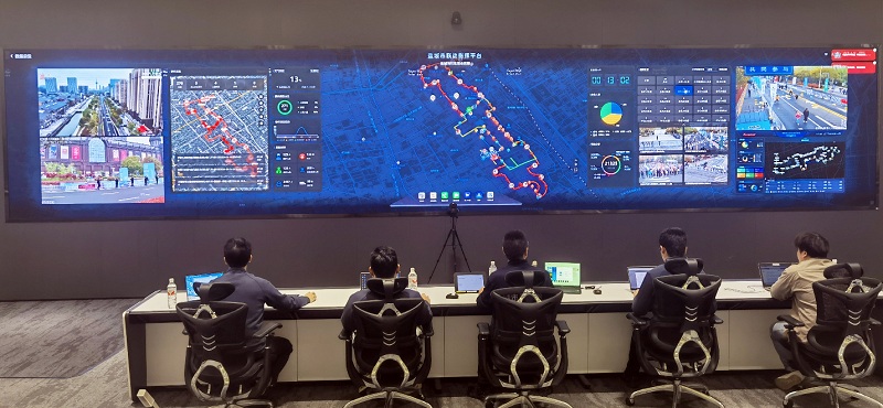 "城市驾驶舱"为盐城马拉松圆满完赛保驾护航