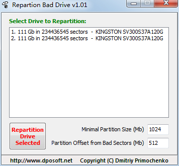 linux隔离磁盘坏道,Repartion Bad Drive(硬盘坏道隔离工具