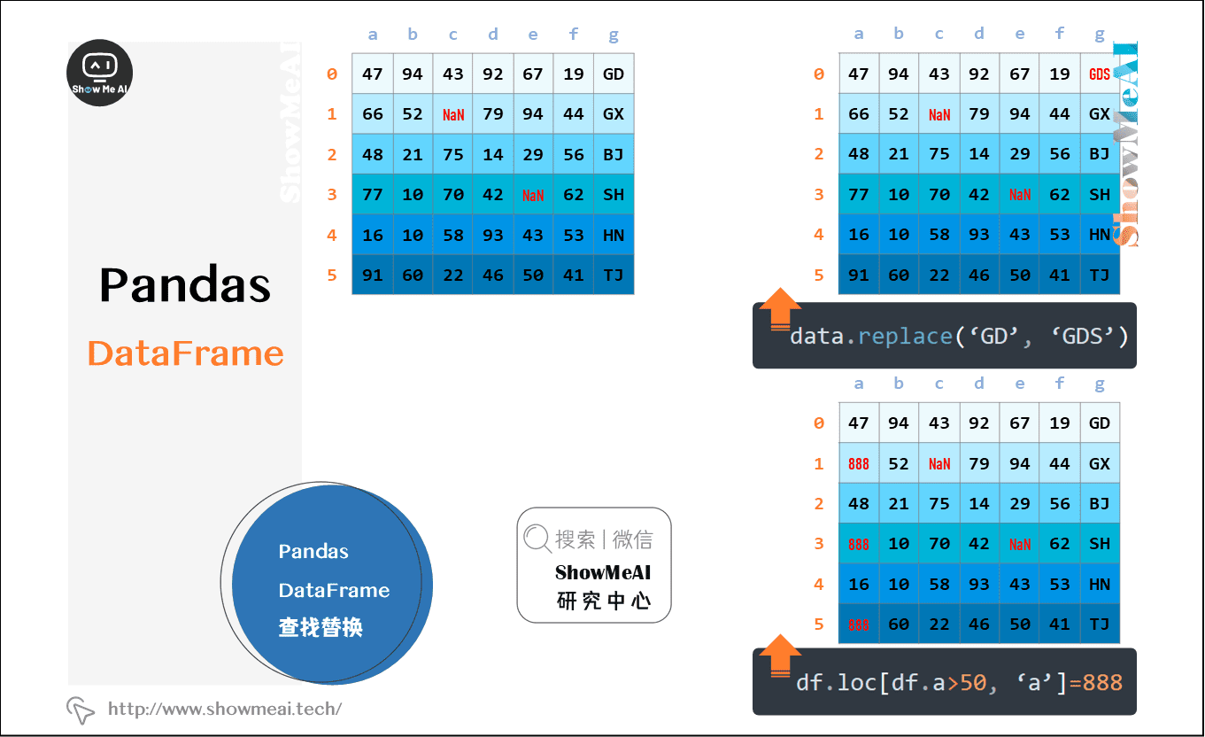 pandas Dataframe查找替换