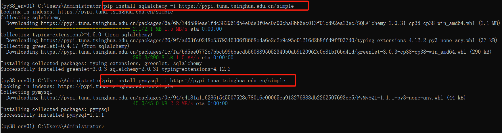 在虚拟环境下安装pandas操作SQL的库： sqlalchemy和 pymysql_虚拟环境