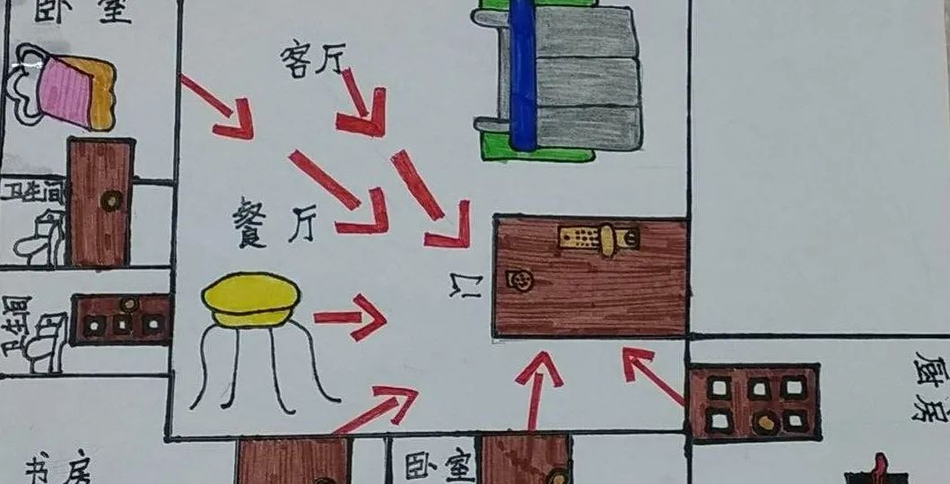 家到學校路線圖怎麼畫燕新學校手繪家庭逃生圖消防安全記心中