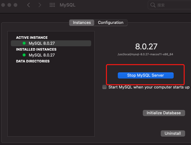 通过设置启动MySQL