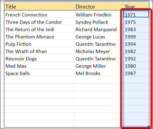 Highlight all the cells to which you want to add some data validation.