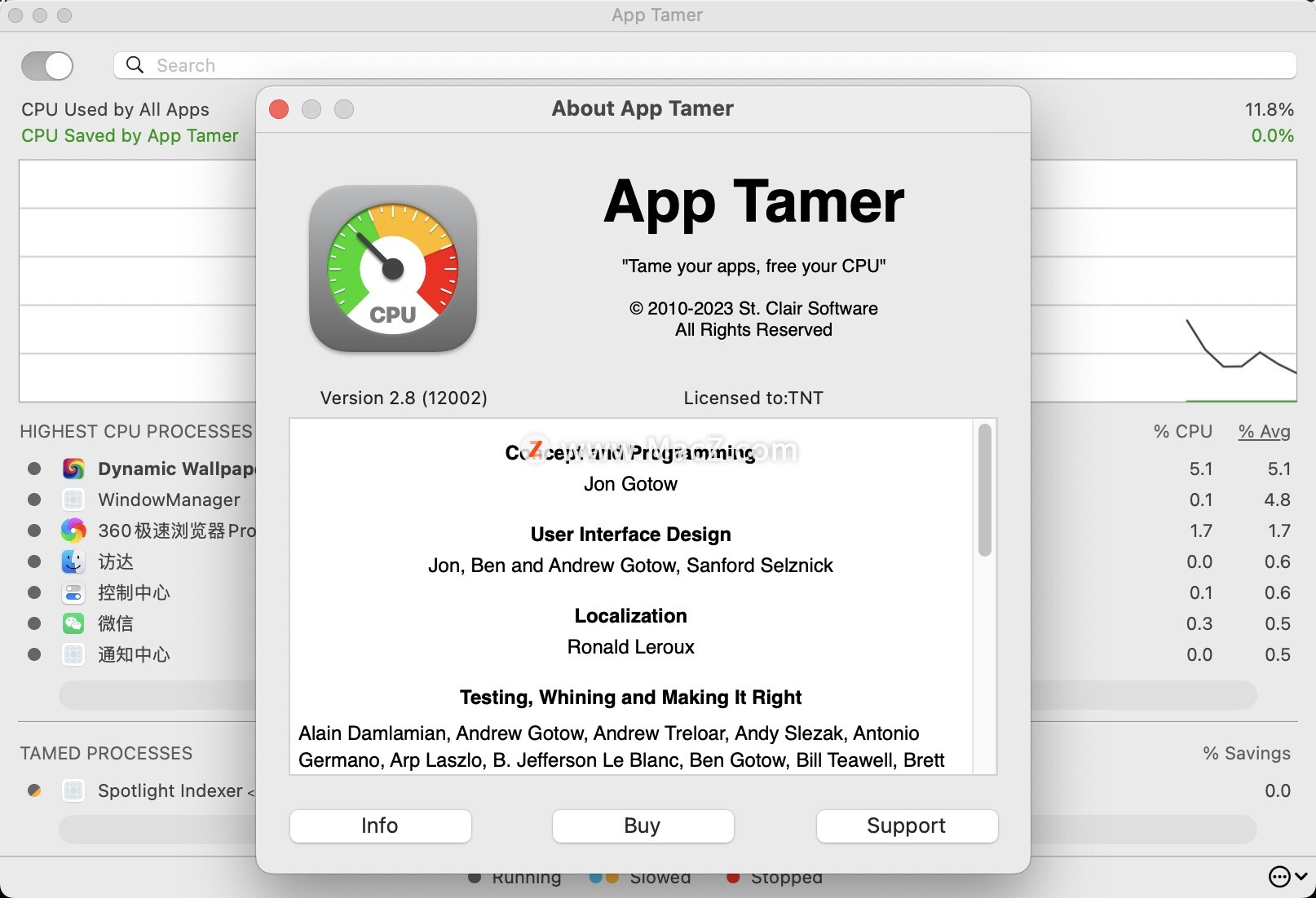 App Tamer for Mac CPU智能控制管理