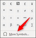 Select More Symbols option