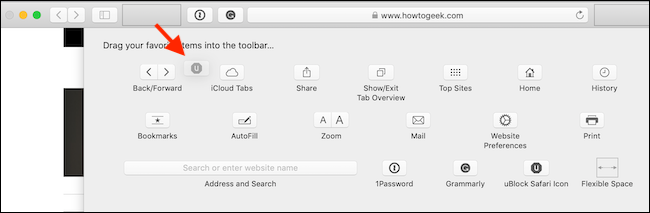 Remove a button from Safari toolbar