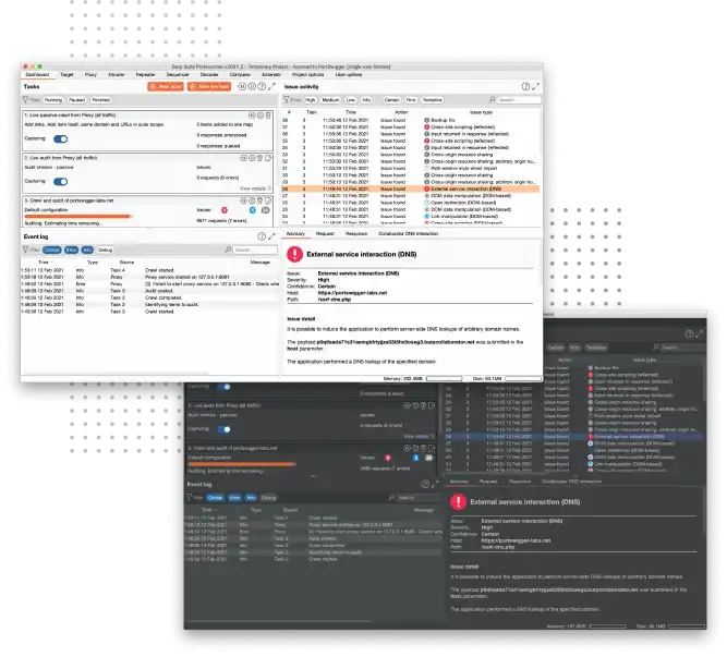 Screenshot of the Burp Suite Professional dashboard