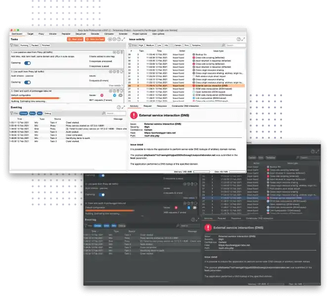 Burp Suite Professional 仪表板的屏幕截图