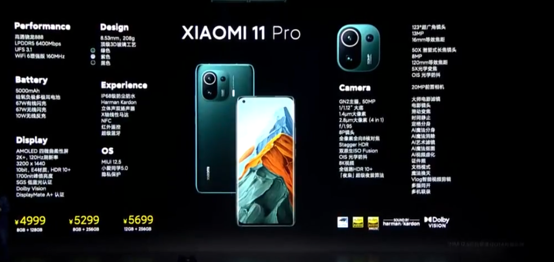 小米11 pro 参数图片