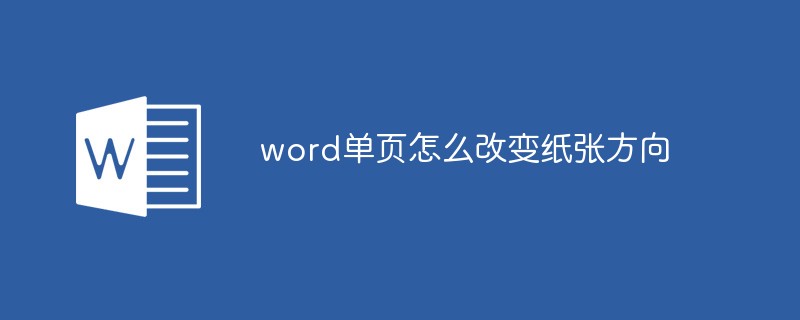 Word怎么改一张纸的方向 Word单页怎么改变纸张方向 Weixin 的博客 Csdn博客