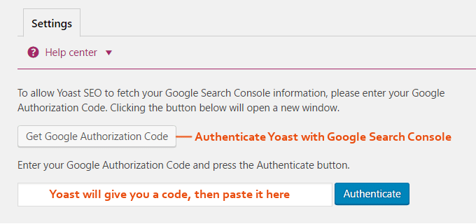 yoast搜索控制台认证