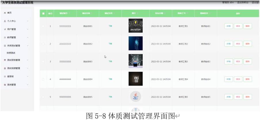 27.大学生体质测试管理系统的设计与实现|Springboot+ Mysql+Java+ B/S结构(可运行源码+数据库+设计文档)_基于 ...