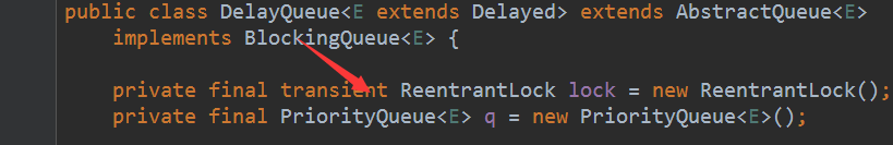 DelayQueue持有一个PriorityBlockingQueue