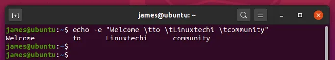 Tab-Space-Echo-command-output-linux