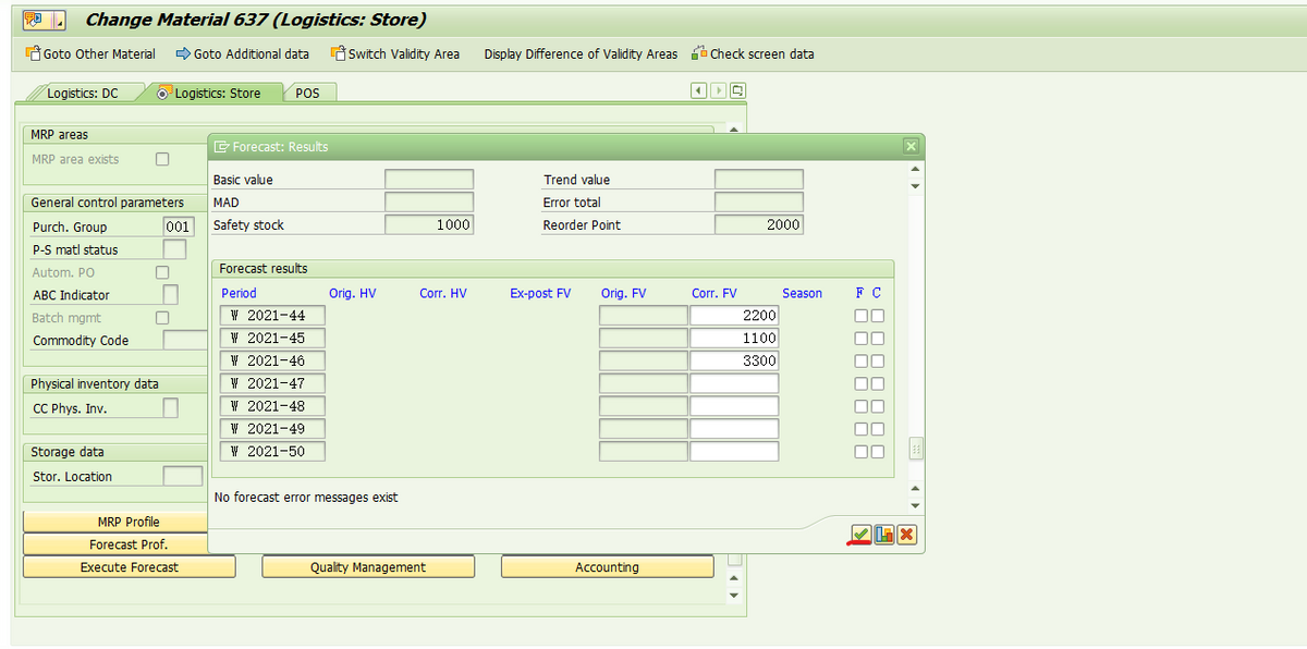 SAP 自动补货WRP1R事务代码报错 - Forecast values for determin...