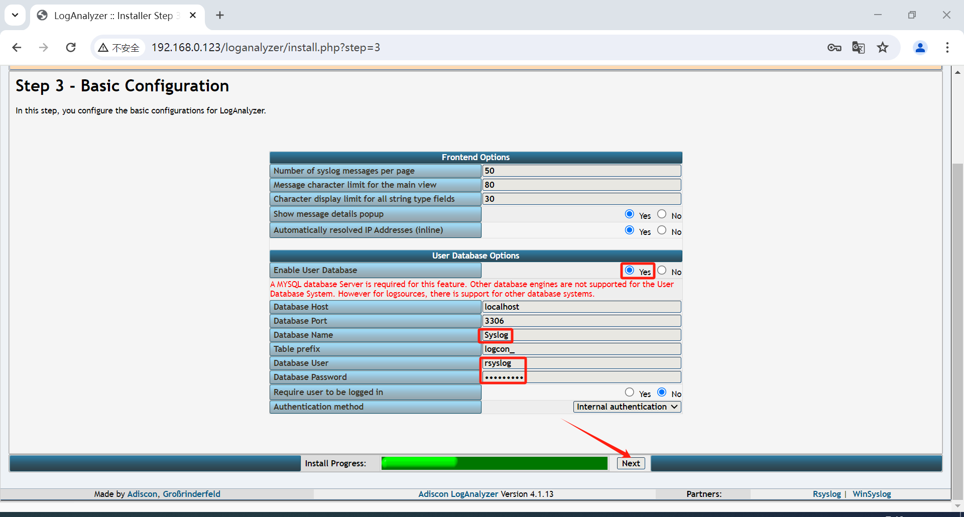 Linux Rsyslog+LogAnalyzer+MariaDB部署日志服务器_MariaDB_18