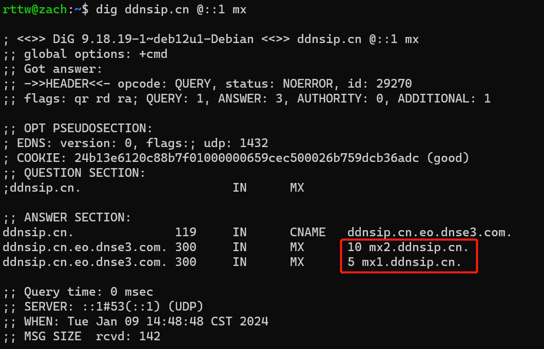 递归 DNS 查询结果