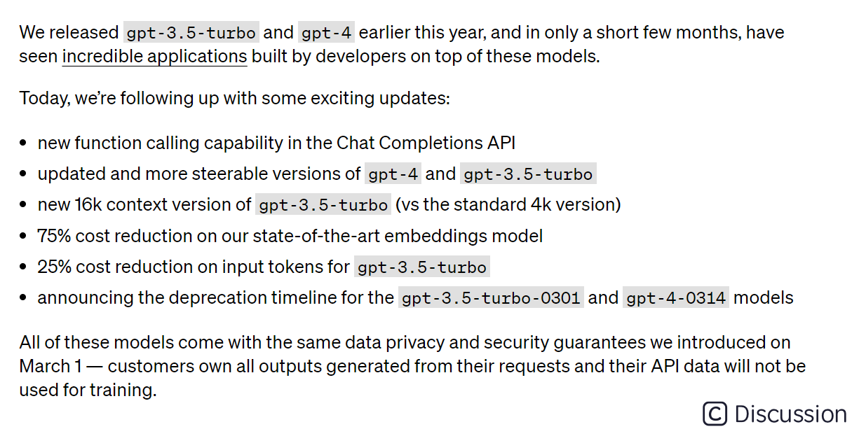 OpenAI API升级：新GPT-3.5 Turbo和GPT-4助力AIGC应用大放异彩