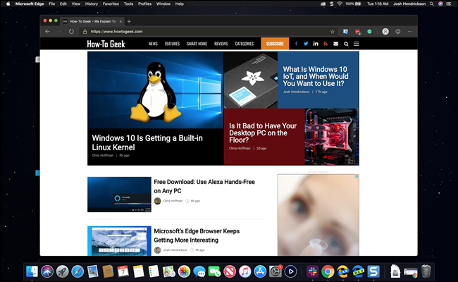 Edge Browser on Mac in Dark Mode