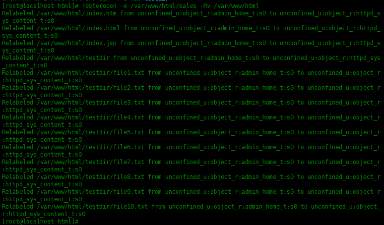 restorecon 命令使用实例restorecon 命令使用实例