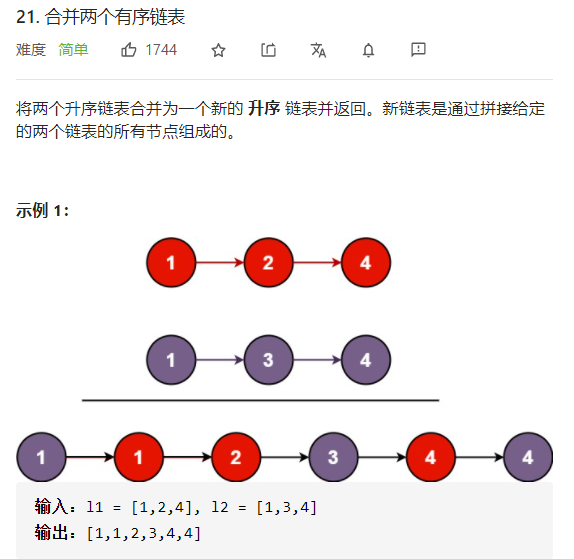 HOT100——合并两个有序列表（JS实现）