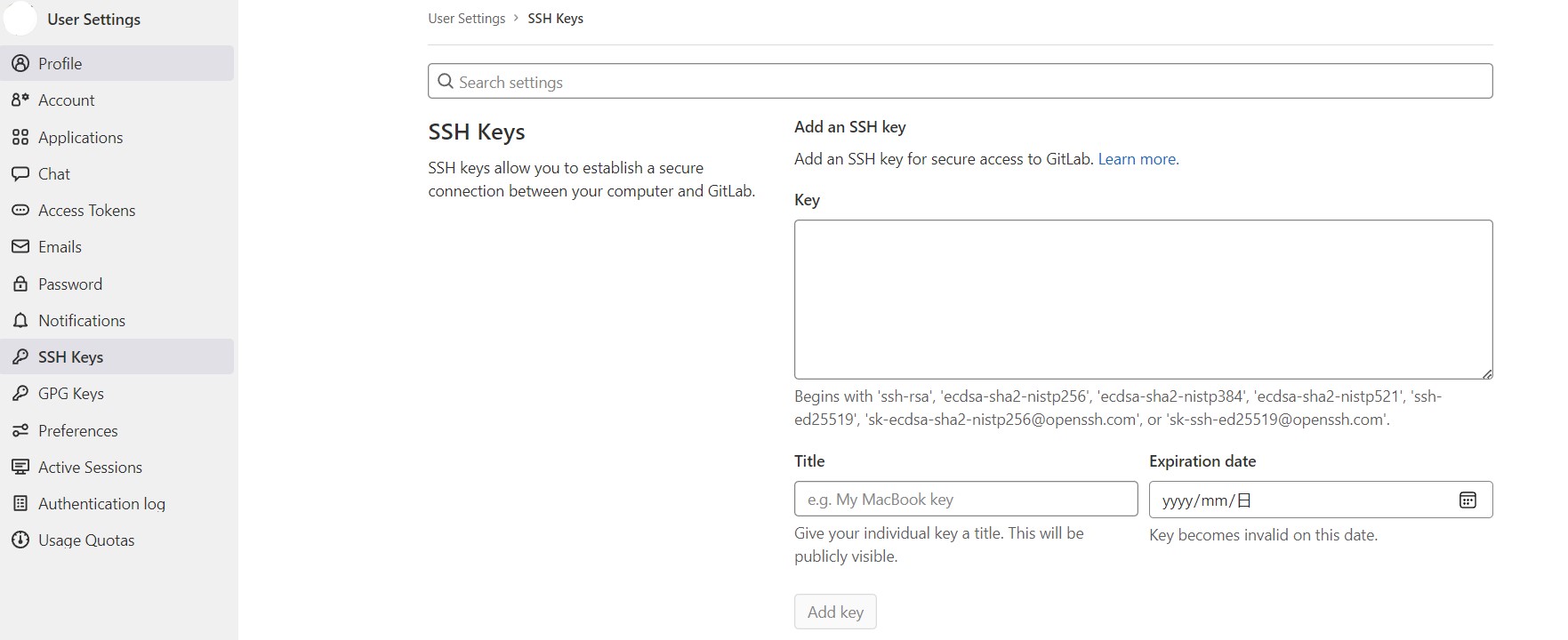 gitlab ssh