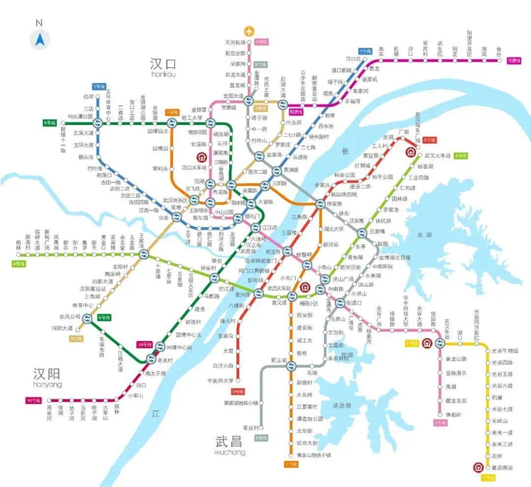 至2024年,武汉将建成12号线等项目,形成共14条线路,总长606千米的地铁