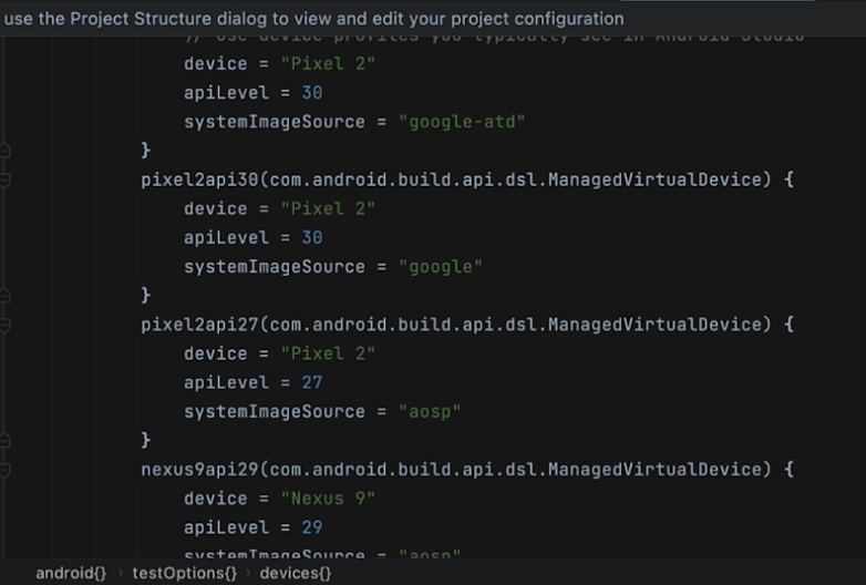 △ 由 Gradle 管理的设备