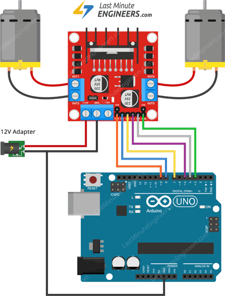 将 L298N 电机驱动器模块与直流 TT 电机和 Arduino UNO 连接