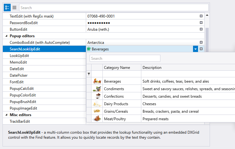 DevExpress WPF 属性网格组件图集