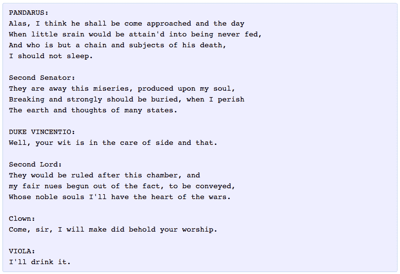Automatic Text Generation Example of Shakespeare
