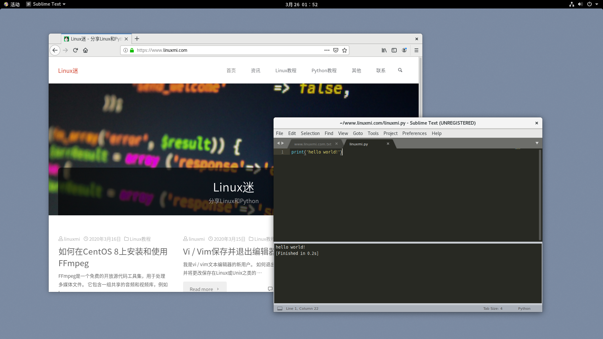 Linux sublime设置中文,CentOS 8.1下Sublime Text 3设置中文与Python环境