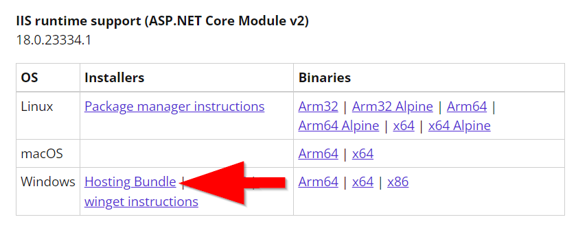 Download .NET Hosting Bundle