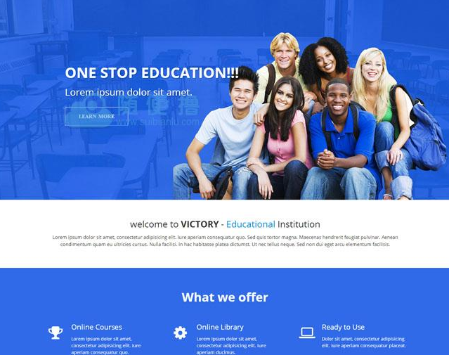 国内外教学交流合作网页模板是一款适合教育培训机构网站模板