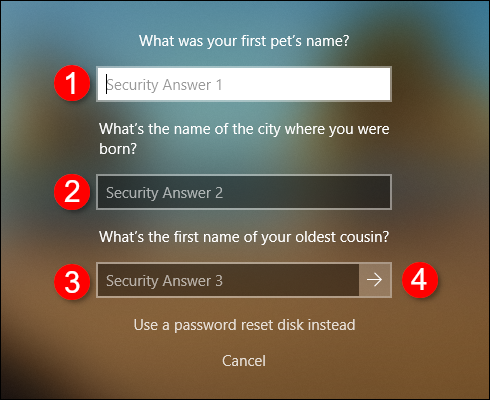 Offline Account Security Questions