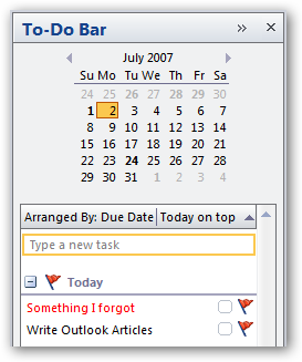 outlook工具栏显示_Outlook 2007中的待办事项栏仅显示当前任务