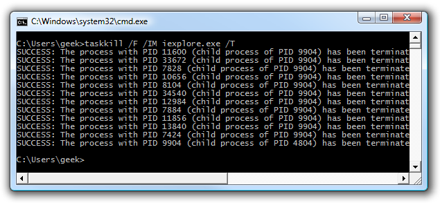 Command Prompt taskkill