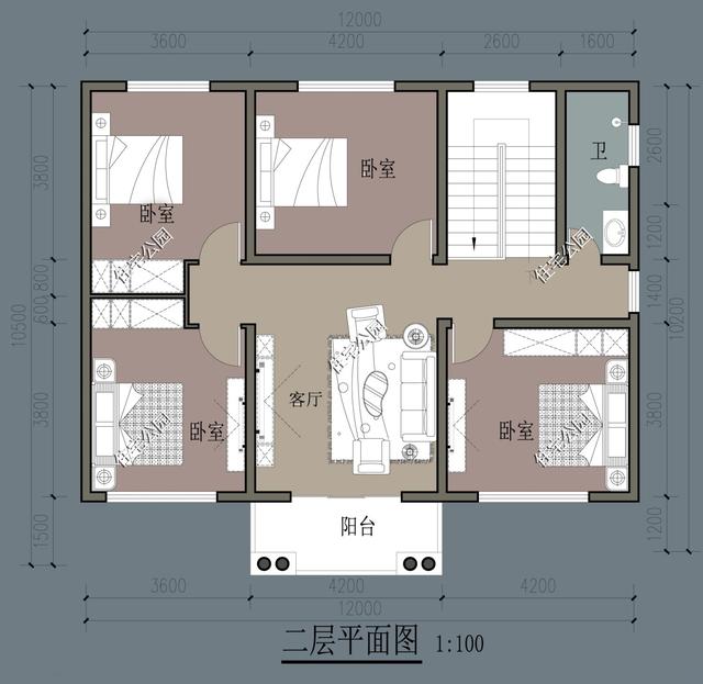 第12套:休闲庭院 旋转楼梯 双露台,11×13米3层现代美宅,主体预算45万