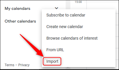 The Import option